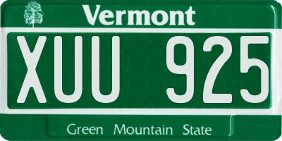 VT license plate XUU925