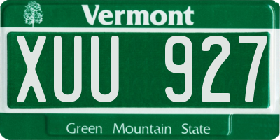 VT license plate XUU927