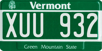 VT license plate XUU932