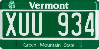 VT license plate XUU934