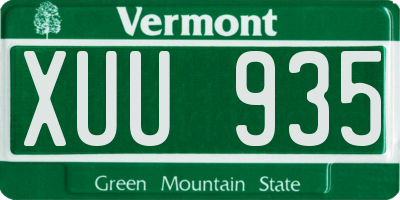 VT license plate XUU935