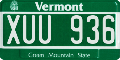 VT license plate XUU936