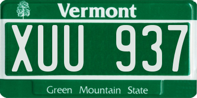 VT license plate XUU937