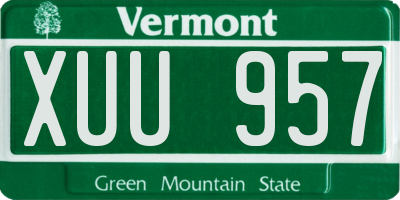 VT license plate XUU957