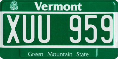 VT license plate XUU959