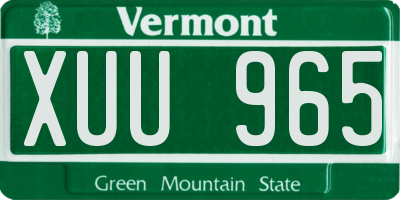 VT license plate XUU965