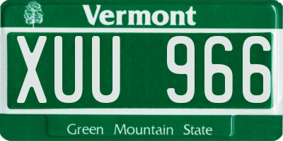 VT license plate XUU966