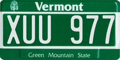 VT license plate XUU977