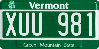 VT license plate XUU981