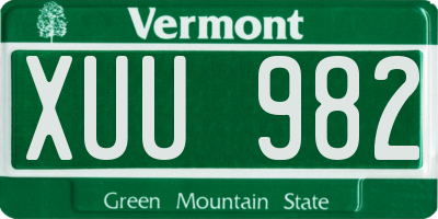 VT license plate XUU982