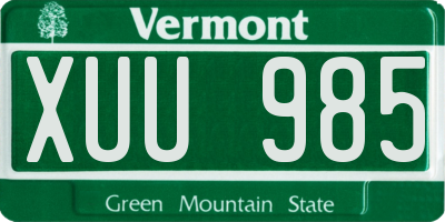 VT license plate XUU985