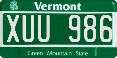 VT license plate XUU986