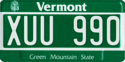 VT license plate XUU990