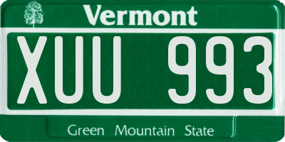 VT license plate XUU993
