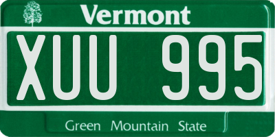 VT license plate XUU995