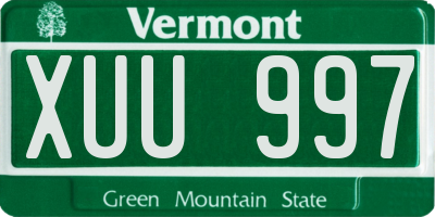 VT license plate XUU997