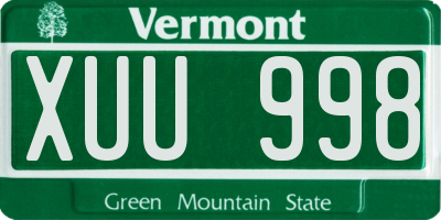 VT license plate XUU998
