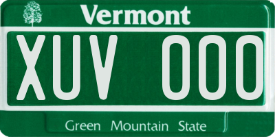 VT license plate XUV000