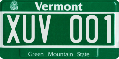 VT license plate XUV001