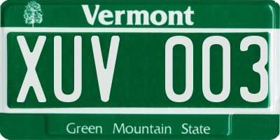VT license plate XUV003
