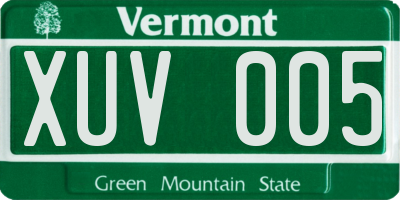 VT license plate XUV005
