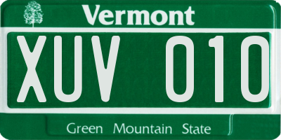 VT license plate XUV010