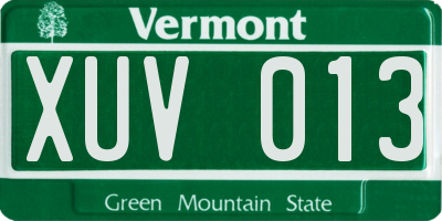 VT license plate XUV013