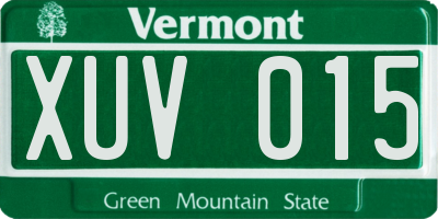 VT license plate XUV015