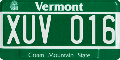 VT license plate XUV016
