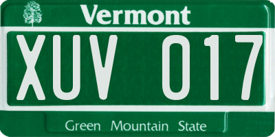VT license plate XUV017