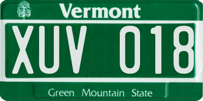 VT license plate XUV018