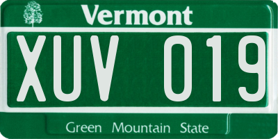 VT license plate XUV019