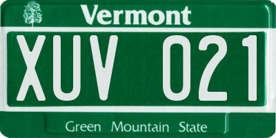 VT license plate XUV021