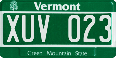 VT license plate XUV023