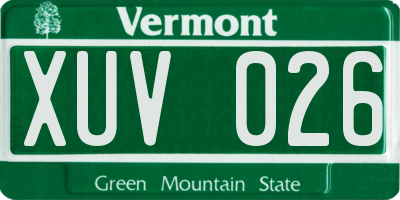 VT license plate XUV026
