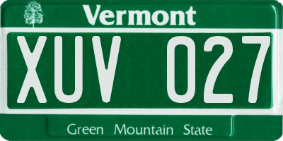 VT license plate XUV027