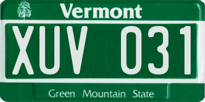VT license plate XUV031