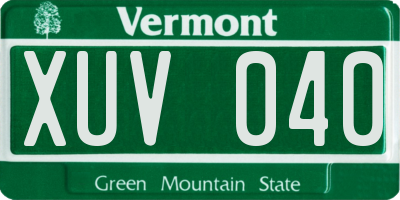 VT license plate XUV040
