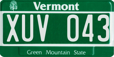 VT license plate XUV043
