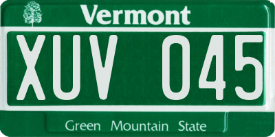 VT license plate XUV045