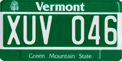 VT license plate XUV046