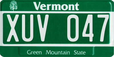 VT license plate XUV047