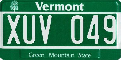 VT license plate XUV049