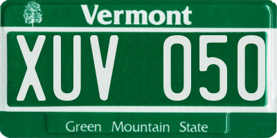 VT license plate XUV050