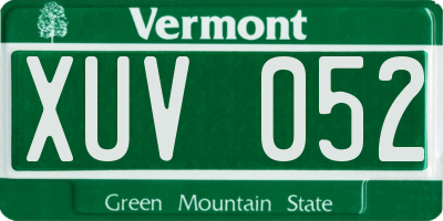 VT license plate XUV052