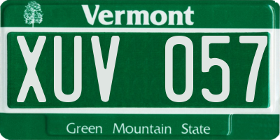 VT license plate XUV057
