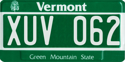 VT license plate XUV062