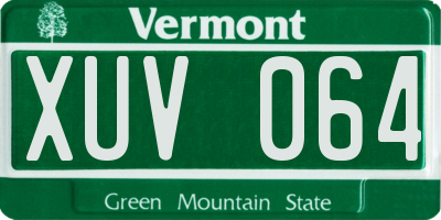 VT license plate XUV064