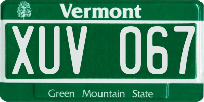 VT license plate XUV067