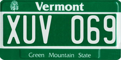 VT license plate XUV069